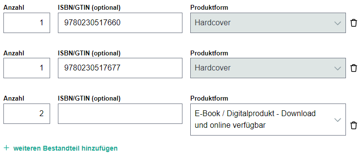 Mehrteiliges Produkt - Bestandteile